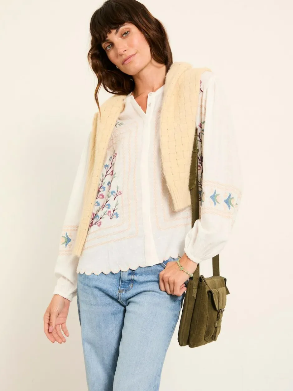 Fat Face FatFace Betsie Ivory Embroidered Blouse Clearance