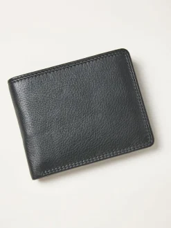 Fat Face FatFace Black Twin Stitch Leather Wallet
