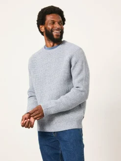 Fat Face FatFace Bourton Light Blue Knitted Crew Neck Jumper