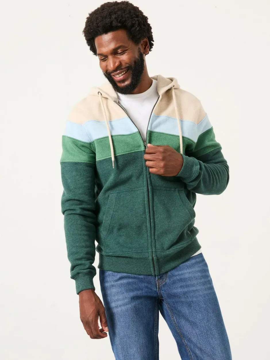 Fat Face FatFace Brooke Green Cut And Sew Zip Through Hoodie Clearance