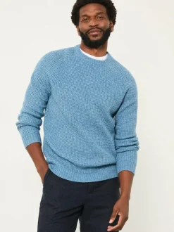 Fat Face FatFace Calder Crew Neck Knitted Jumper Light Vintage Blue Best