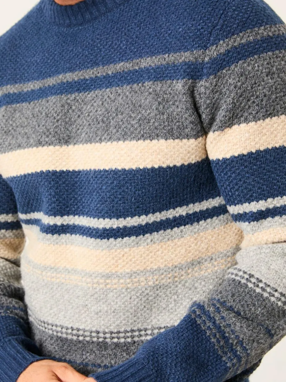 Fat Face FatFace Calder Stripe Crew Neck Knitted Jumper Navy Clearance
