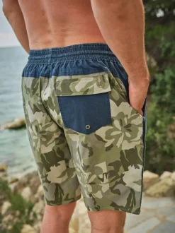 Fat Face FatFace Camber Green Camo Swim Shorts New