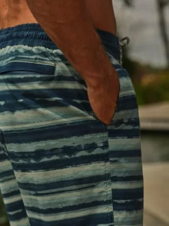 Fat Face FatFace Camber Teal Blue Stripe Swim Shorts New
