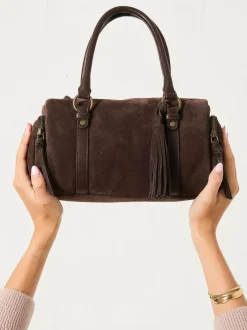 Fat Face FatFace Chocolate Brown Suede Bowling Bag