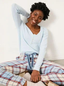 Fat Face FatFace Cora Blue Check Pyjama Bottom