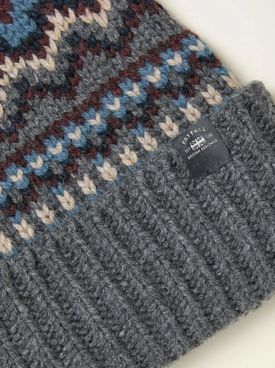 Fat Face FatFace Fairisle Beanie Grey Hot