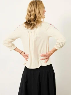 Fat Face FatFace Harper Cream Embroidered Top Online