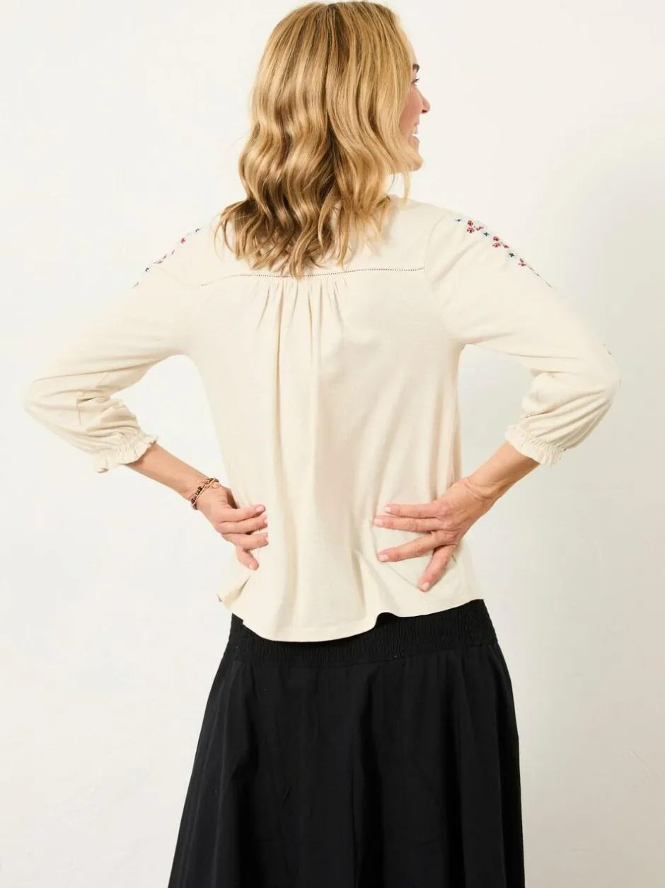 Fat Face FatFace Harper Cream Embroidered Top Online