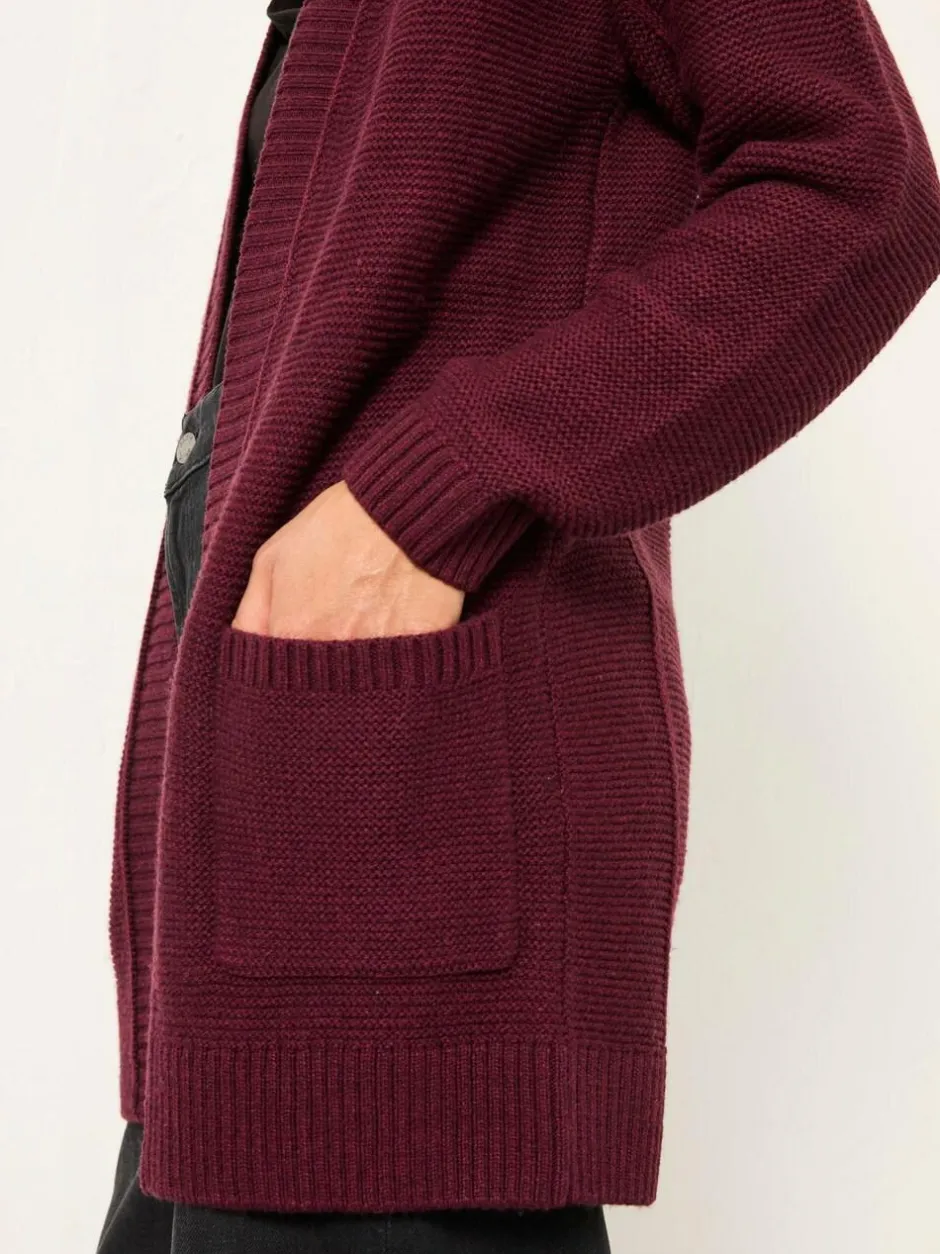 Fat Face FatFace Harriet Longline Knitted Cardigan Burgundy Red