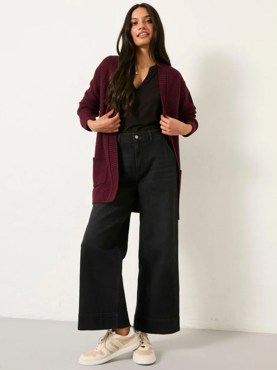 Fat Face FatFace Harriet Longline Knitted Cardigan Burgundy Red