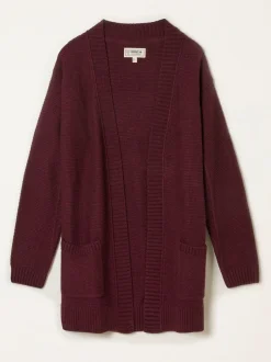 Fat Face FatFace Harriet Longline Knitted Cardigan Burgundy Red