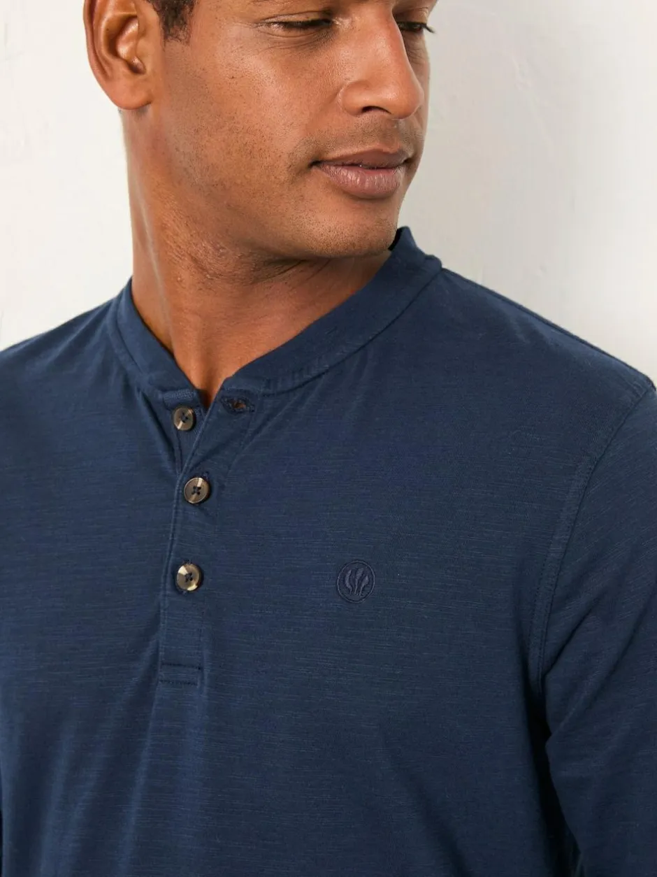 Fat Face FatFace Henley Long Sleeve Woodside Slub Navy Outlet