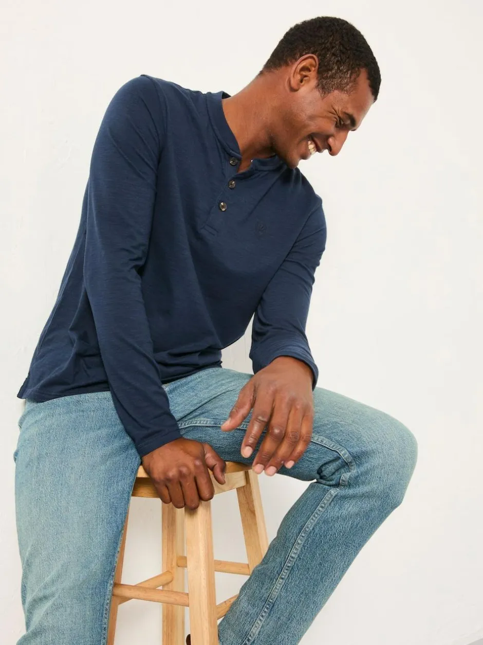 Fat Face FatFace Henley Long Sleeve Woodside Slub Navy Outlet
