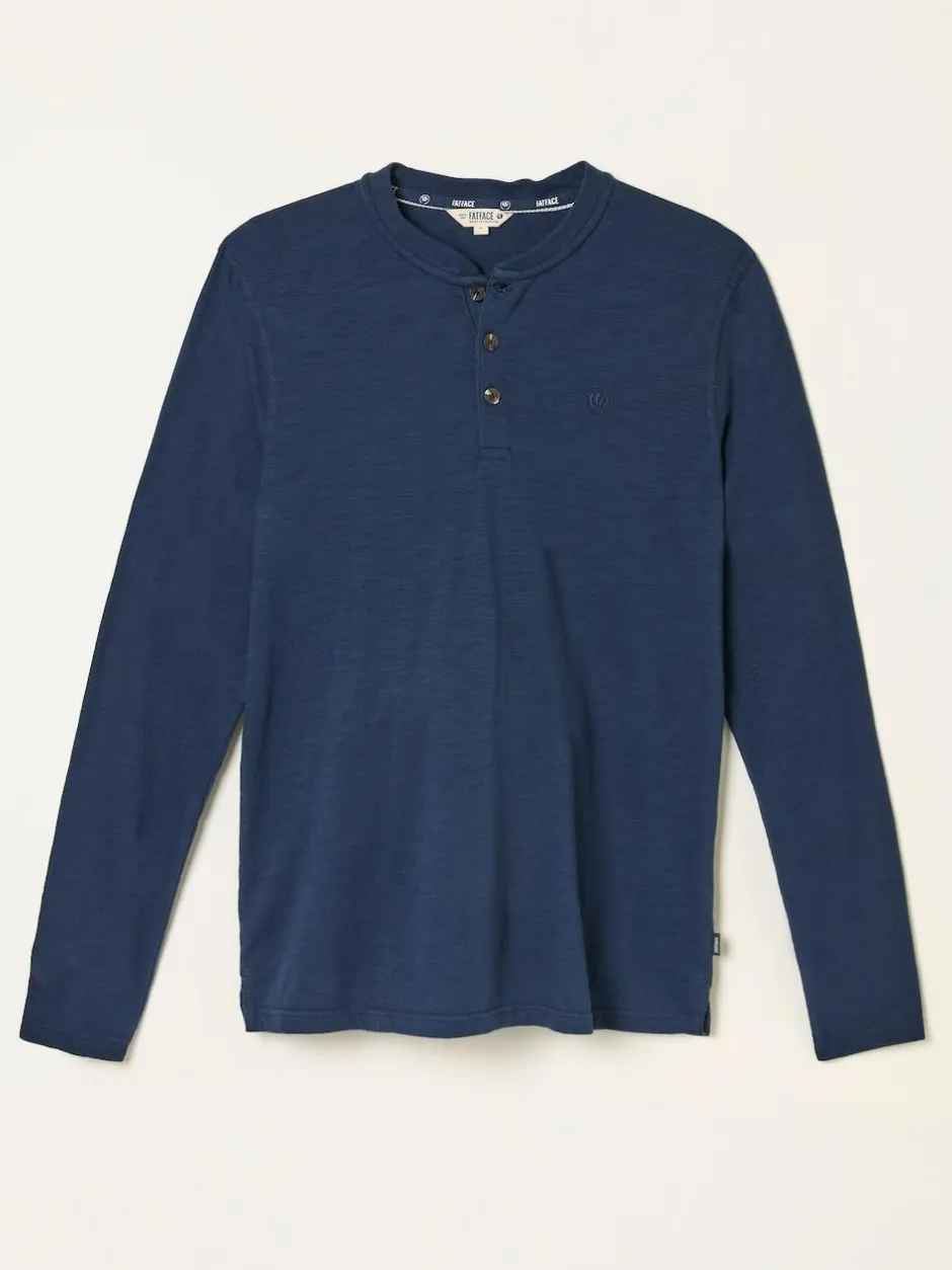 Fat Face FatFace Henley Long Sleeve Woodside Slub Navy Outlet
