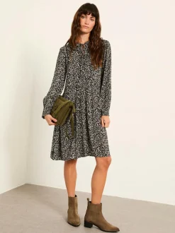 Fat Face FatFace Inez Black Mono Texture Dress Best