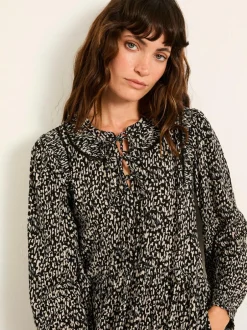 Fat Face FatFace Inez Black Mono Texture Dress Best