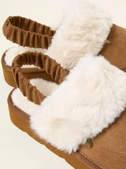 Fat Face FatFace Josie Tan Brown Back Strap Mule Online