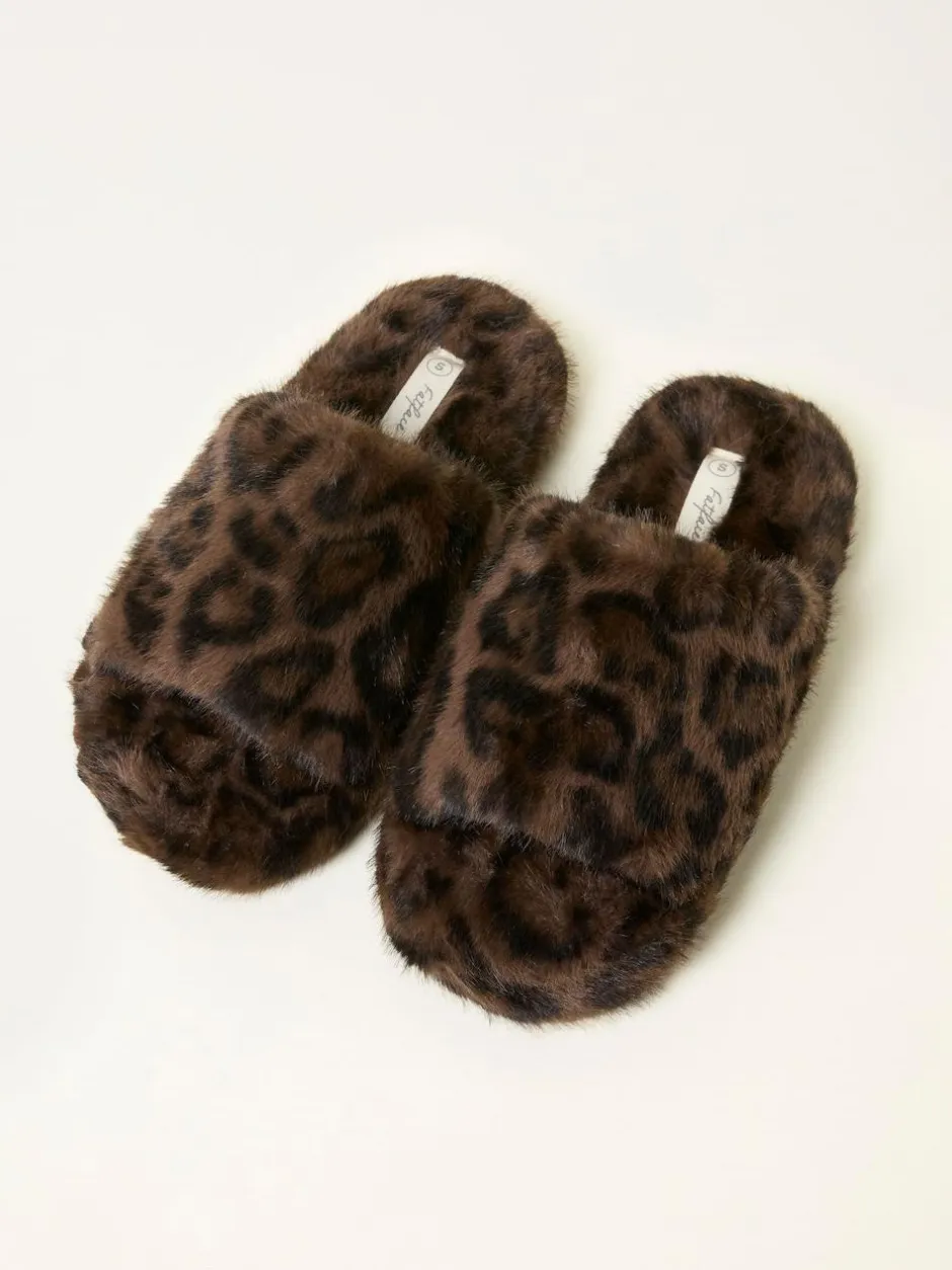 Fat Face FatFace Kat Black Leopard Slipper Clearance
