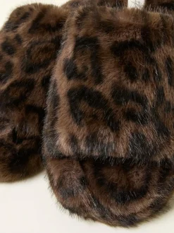 Fat Face FatFace Kat Black Leopard Slipper Clearance