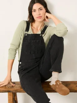 Fat Face FatFace Lewes Dungarees Washed Black New