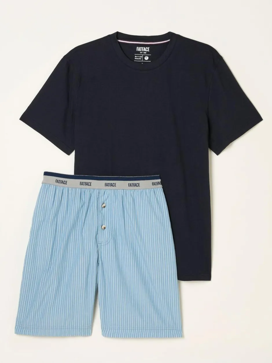 Fat Face FatFace Light Blue Seil Stripe Shorts Pyjama Set Hot