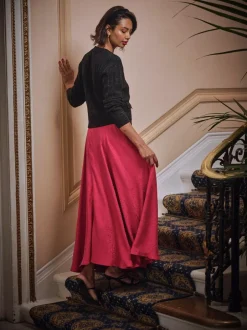 Fat Face FatFace Malia Red Jacquard Midi Skirt Best