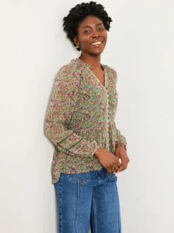 Fat Face FatFace Mel Green Ditsy Garden Blouse Discount