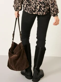 Fat Face FatFace Molly Chocolate Brown Suede Shoulder Bag Hot
