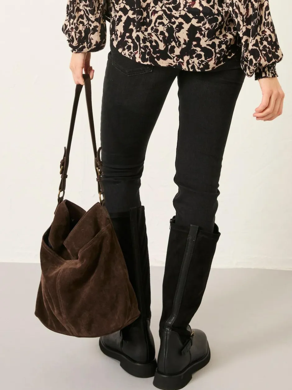 Fat Face FatFace Molly Chocolate Brown Suede Shoulder Bag Hot