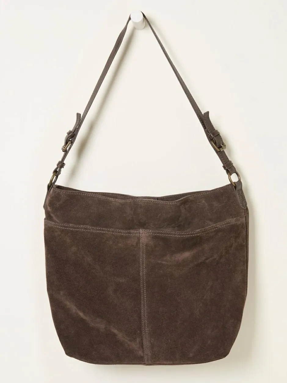 Fat Face FatFace Molly Chocolate Brown Suede Shoulder Bag Hot