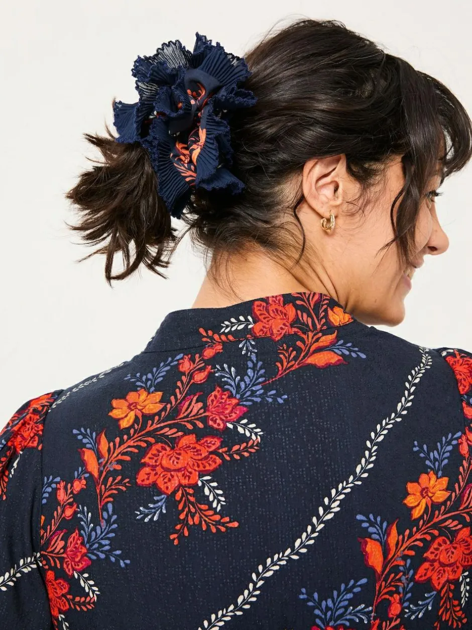 Fat Face FatFace Navy Folk Floral Printed Scrunchie
