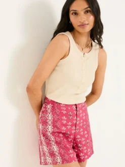 Fat Face FatFace Nell Dark Pink Earth Geo Linen Blend Shorts