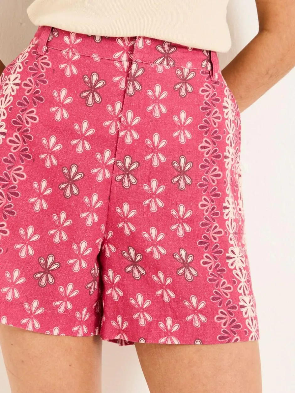 Fat Face FatFace Nell Dark Pink Earth Geo Linen Blend Shorts