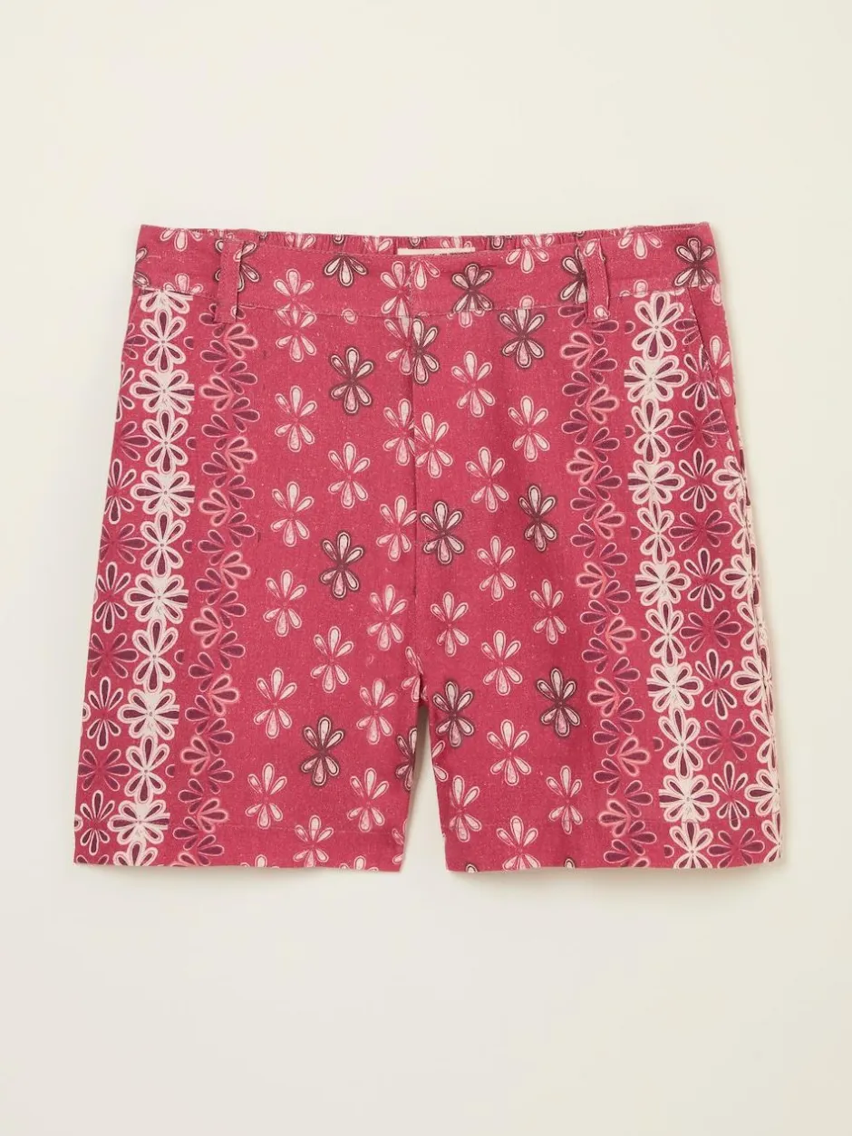 Fat Face FatFace Nell Dark Pink Earth Geo Linen Blend Shorts