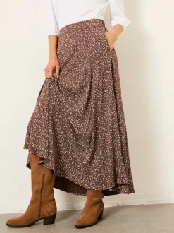 Fat Face FatFace Sadie Midi Skirt Brown Ditsy Outlet