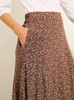 Fat Face FatFace Sadie Midi Skirt Brown Ditsy Outlet
