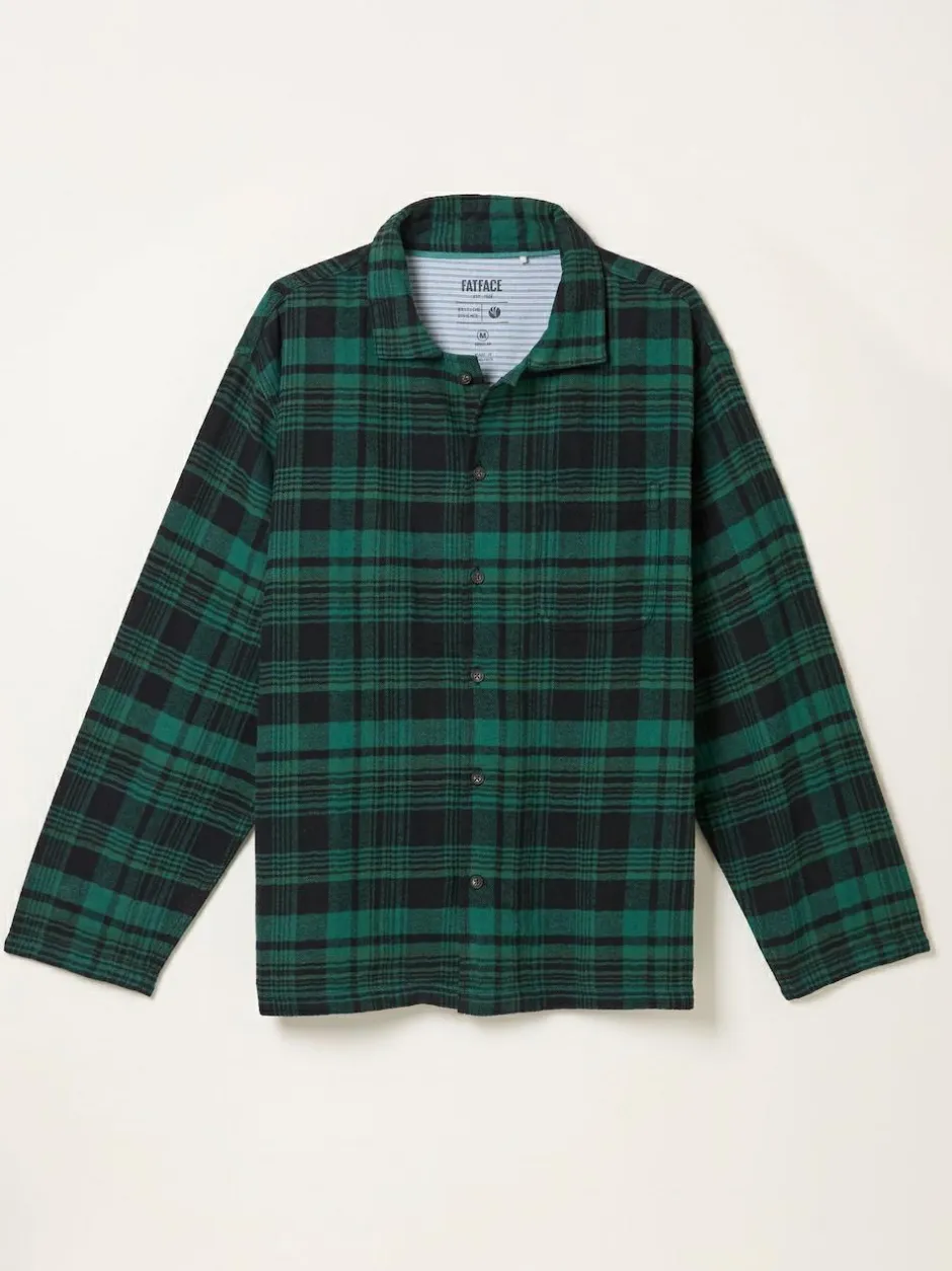 Fat Face FatFace Samphrey Dark Green Check Pyjama Shirt Hot