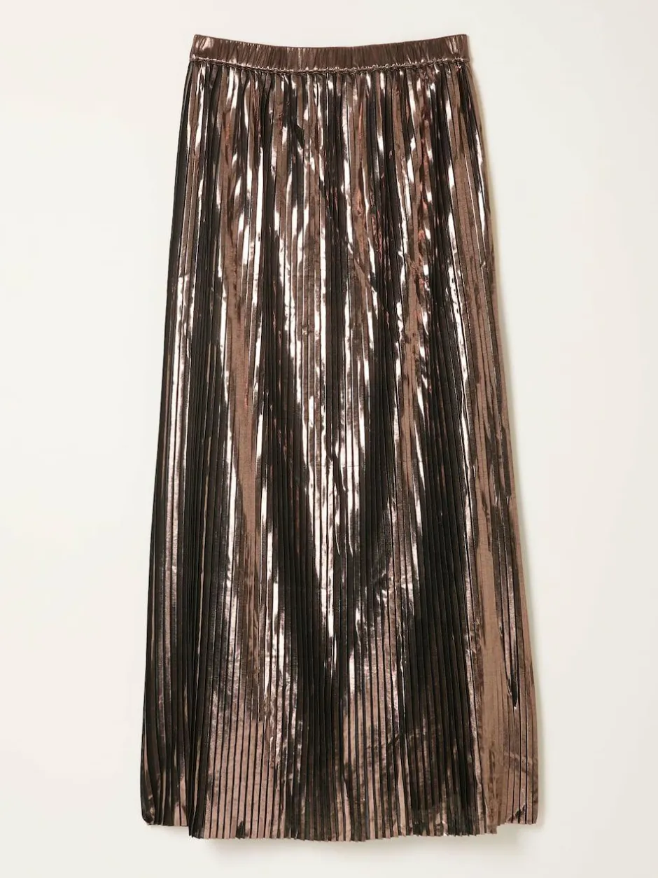 Fat Face FatFace Talia Bronze Metallic Pleated Midi Skirt Sale