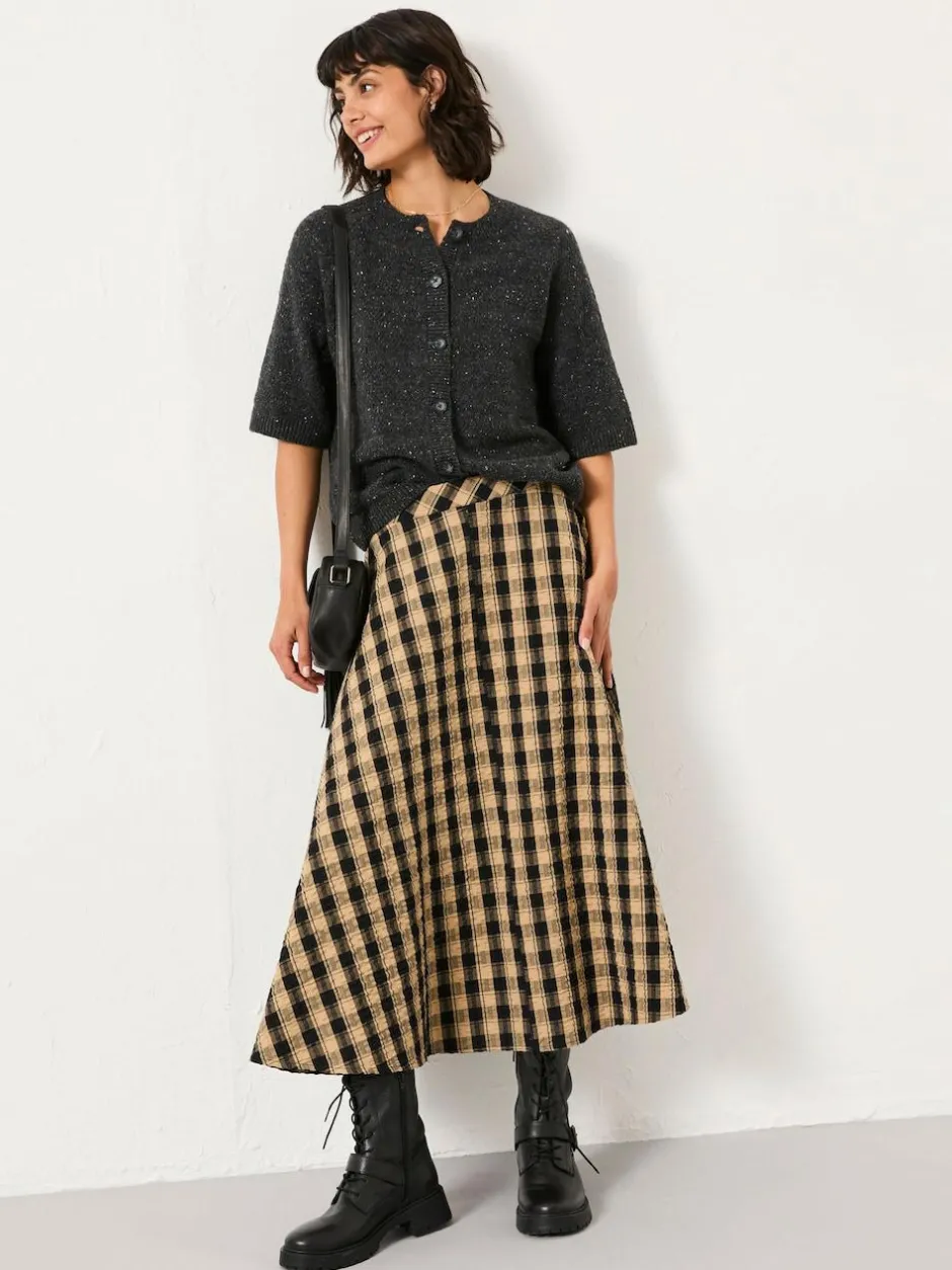 Fat Face FatFace Tilda Black Check Midi Skirt Best