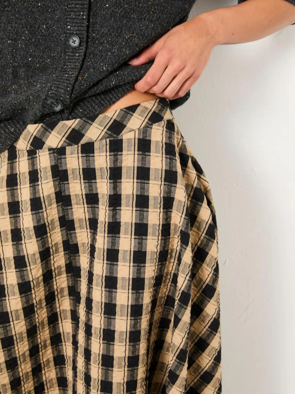 Fat Face FatFace Tilda Black Check Midi Skirt Best