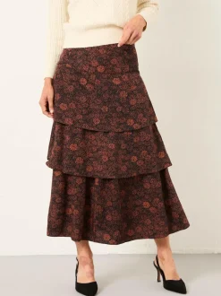 Fat Face FatFace Tonia Black Circle Floral Midi Skirt Sale