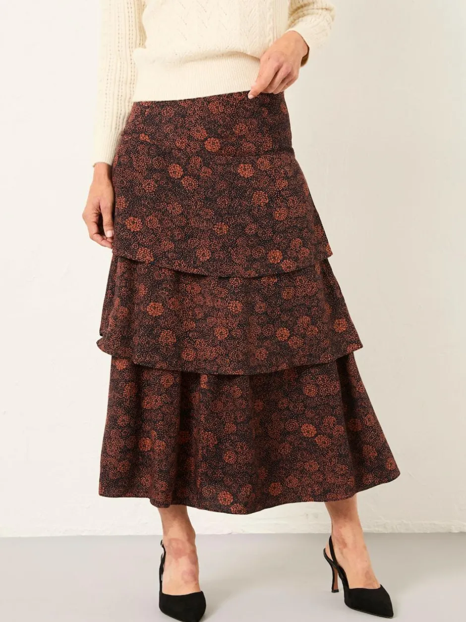 Fat Face FatFace Tonia Black Circle Floral Midi Skirt Sale