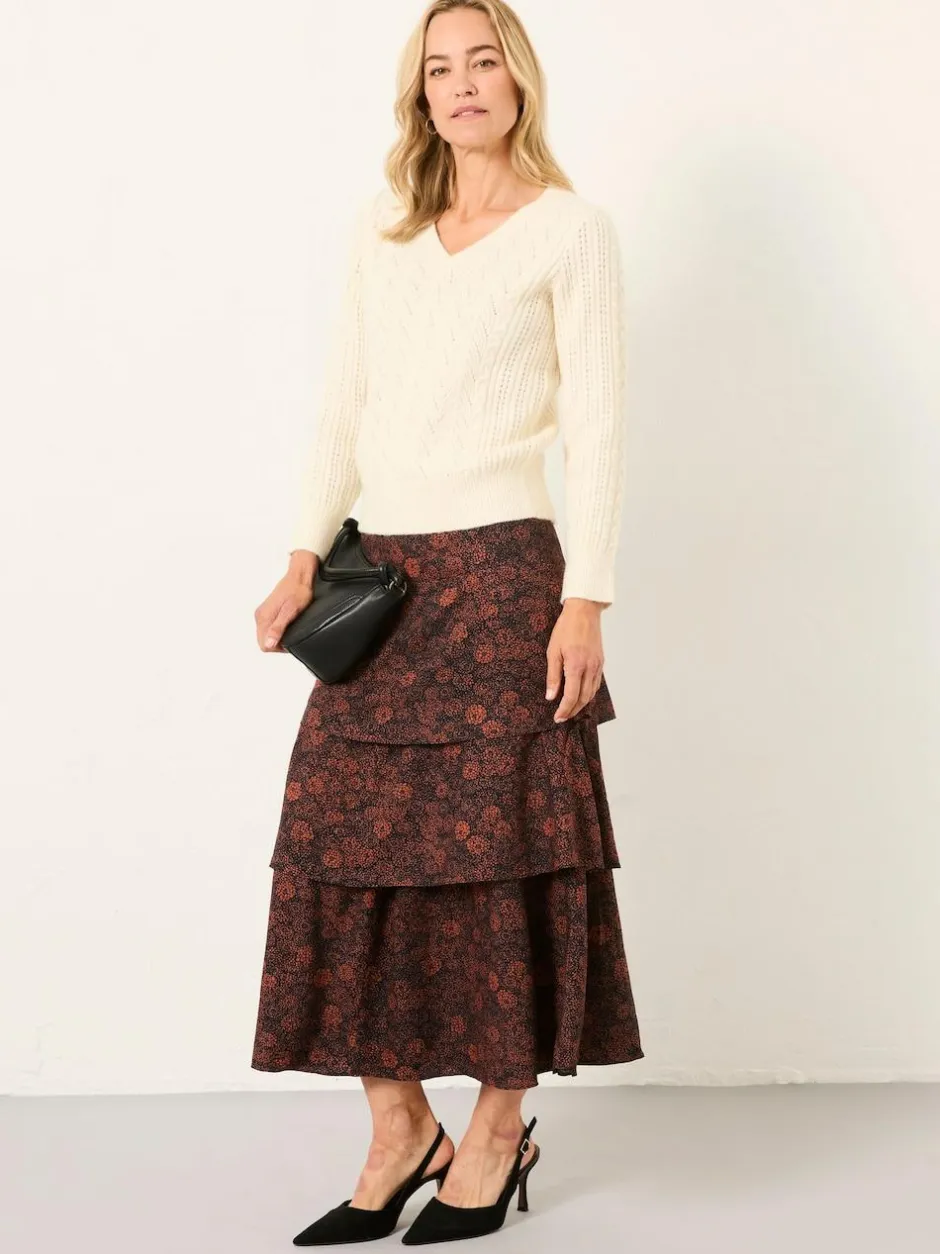 Fat Face FatFace Tonia Black Circle Floral Midi Skirt Sale