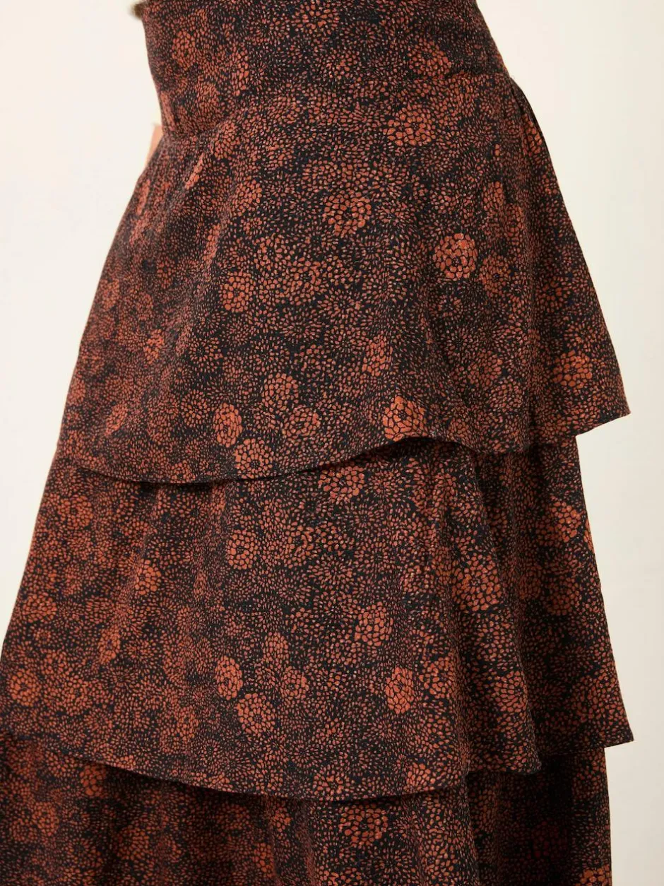 Fat Face FatFace Tonia Black Circle Floral Midi Skirt Sale