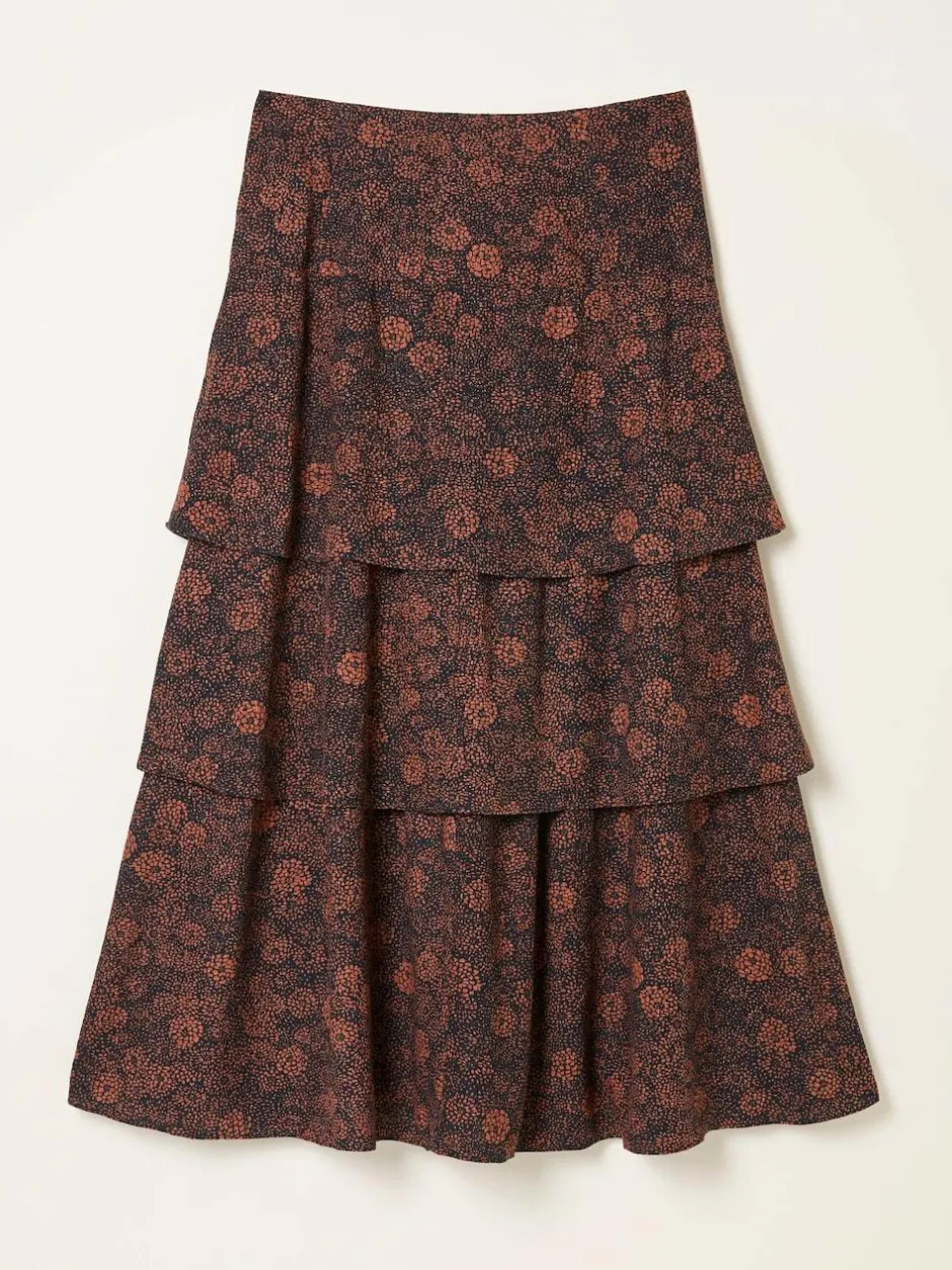 Fat Face FatFace Tonia Black Circle Floral Midi Skirt Sale