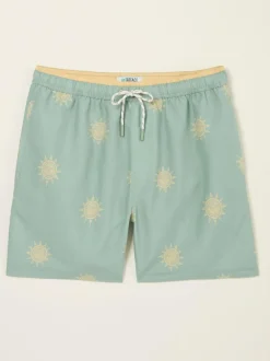 Fat Face FatFace Trevose Swim Shorts Green Sun Print Hot