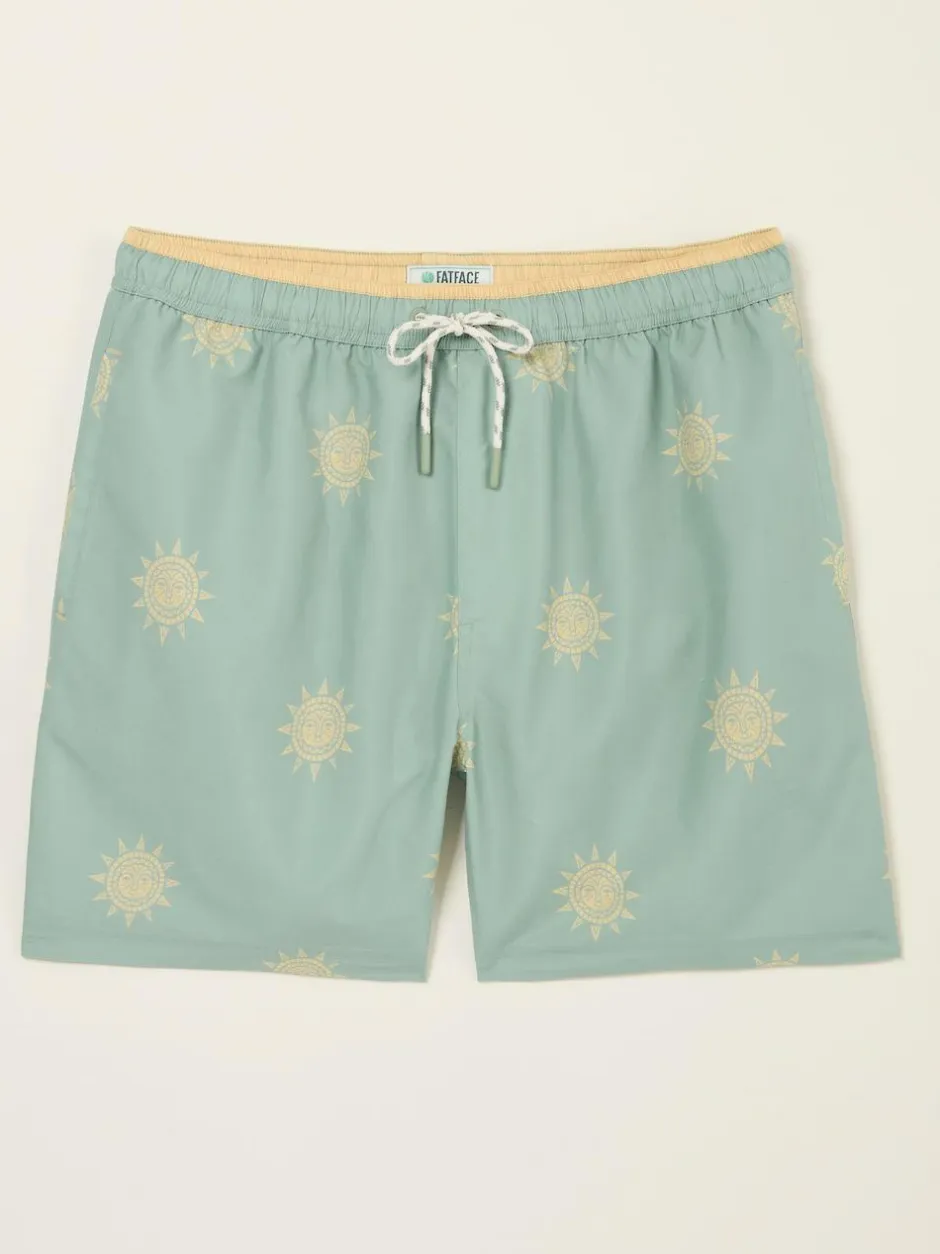 Fat Face FatFace Trevose Swim Shorts Green Sun Print Hot