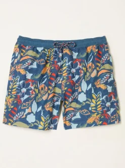 Fat Face FatFace Trevose Teal Blue Jungle Print Swim Shorts