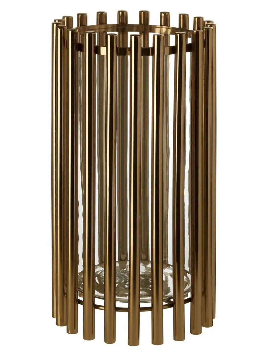 Fifty Five South Gold Martina Hurricane Steel/Glass Candle Holder